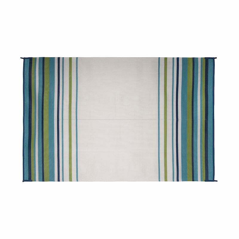 Faulkner 68679 Patio Mat; 20 Foot Length x 8 Foot Width; Aqua/ Navy/ Lime/ White