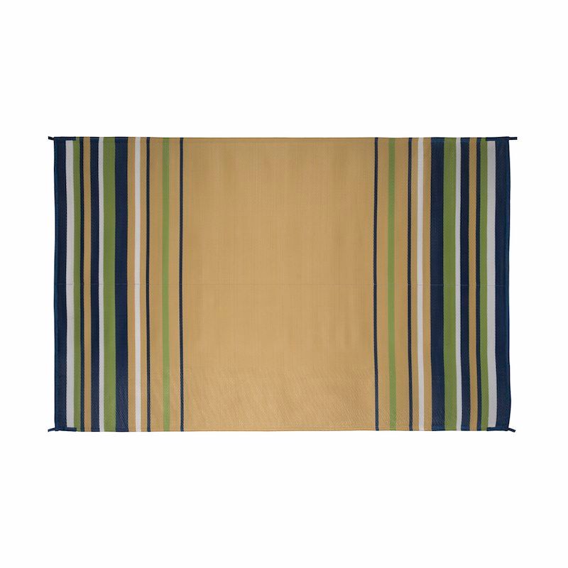 Faulkner 68790 Patio Mat; 12 Foot Length x 9 Foot Width; Navy/ White/ Lime/ Beig