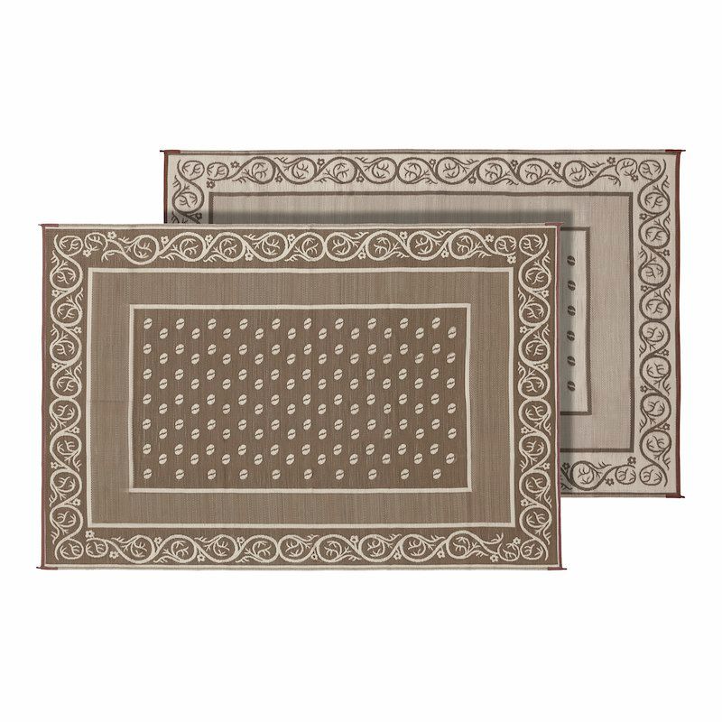 Faulkner 49599 Patio Mat; Vineyard Design; 16 Foot Length x 8 Foot Width; Beige;