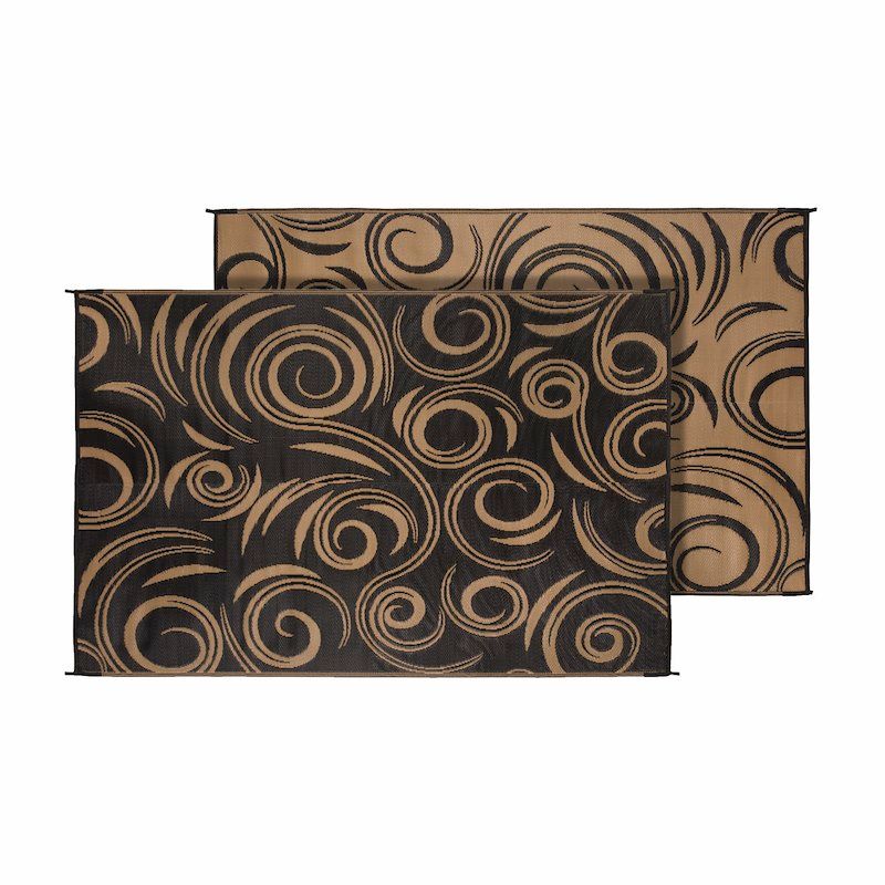 Faulkner 68946 Patio Mat; Swirl Design; 12 Foot Length x 9 Foot Width; Black/ Be Faulkner 68946 Patio Mat; Swirl Design; 12 Foot Length x 9 Foot Width; Black/ Be