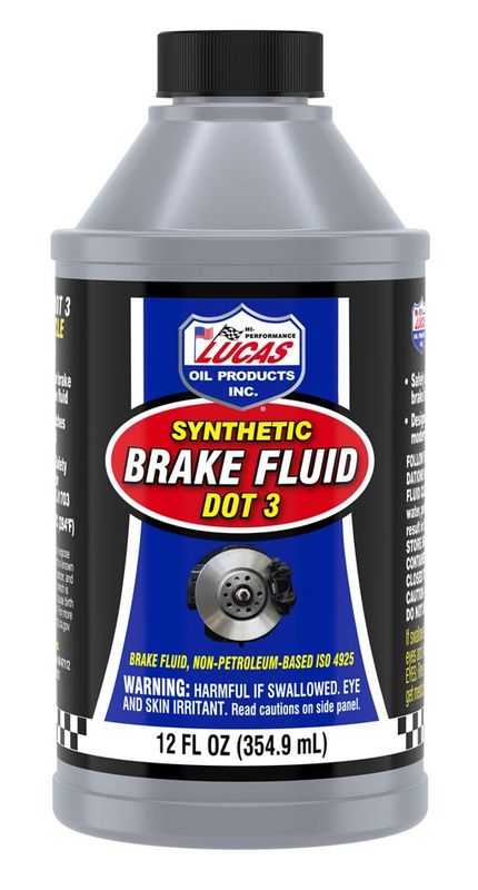 Lucas Oil 10825 Brake Fluid; Single; 12 Ounce Bottle; DOT 3; Glycol Ether Based