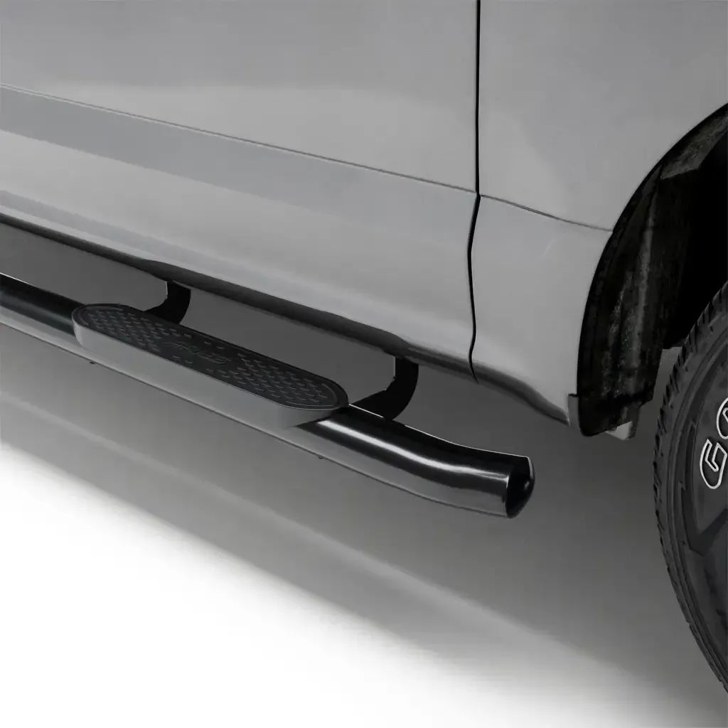 4" Black Steel Oval Side Bars, Select Silverado, Sierra 1500 Extended Cab