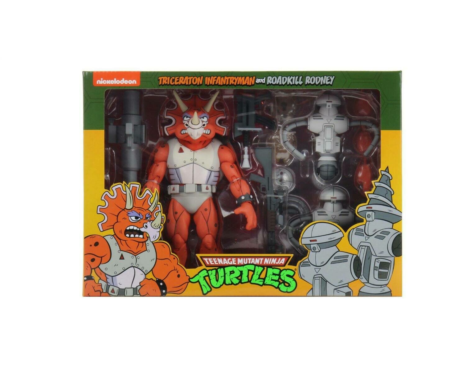 NECA Ultimate 7" Scale TMNT CARTOON Series 4 Triceratron Infantryman and Roadkill Rodney 2-Pack