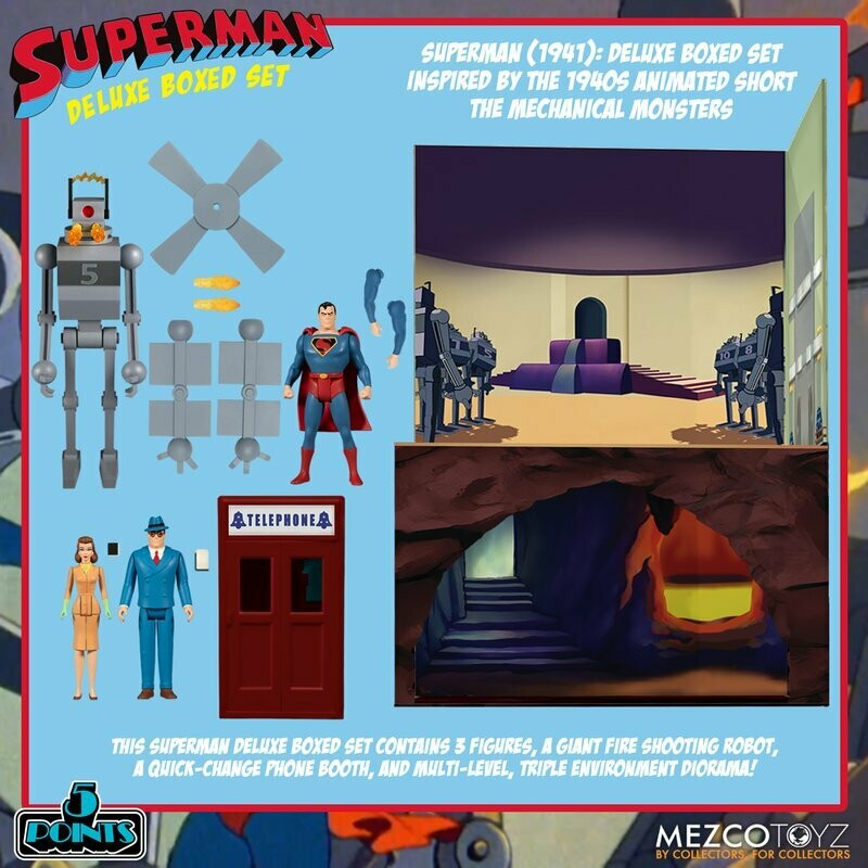 MEZCO 5 POINTS:  Superman - The Mechanical Monsters (1941): Deluxe Boxed Set