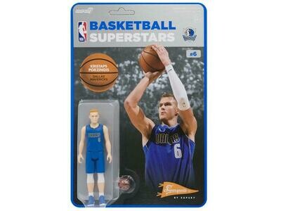 Super7 - NBA Basketball Superstars ReAction Kristaps Porzingis (Dallas Mavericks) Figure