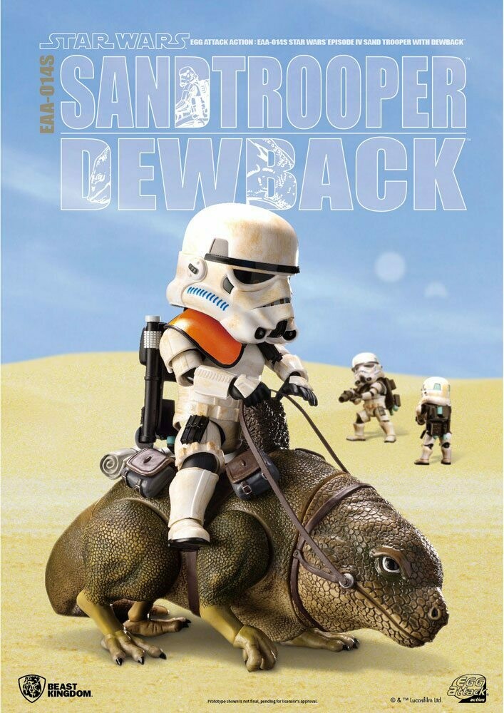 **PRE ORDER** Beast Kingdom - Star Wars: A New Hope Egg Attack Action EAA-014S Dewback With Imperial Sandtrooper