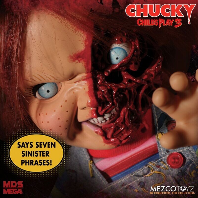 MEZCO MEGA SCALE: CHILD'S PLAY 3: TALKING PIZZA FACE CHUCKY