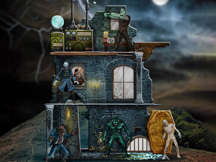 MEZCO 5 POINTS:  Monsters Tower of Fear Action Figures Deluxe Set