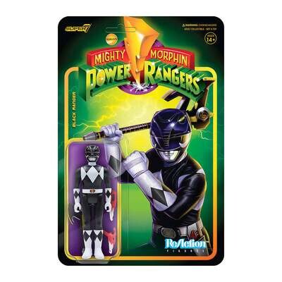 Super7 -Mighty Morphin Power Rangers ReAction Black Ranger Figure