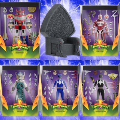Super7 MMPR Wave 3 Ultimate Mighty Morphin Power Rangers Set of 6 (THRONE INCLUDED)