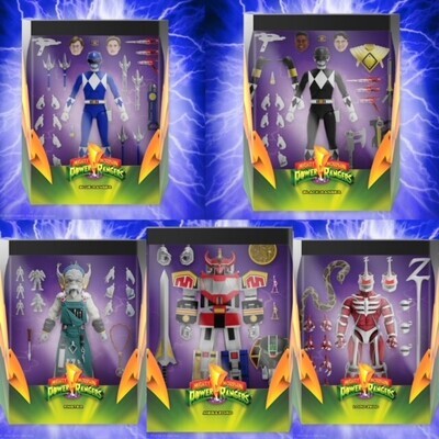 Super7 MMPR Wave 3 Ultimate Mighty Morphin Power Rangers Set of 5 (THRONE NOT INCLUDED)