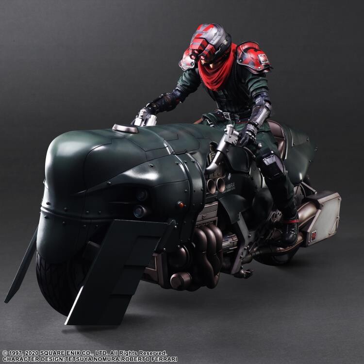 FINAL FANTASY VIIR PLAY ARTS KAI SHINRA ELITE SECURITY OFFICER AND MOTRCYCLE SET