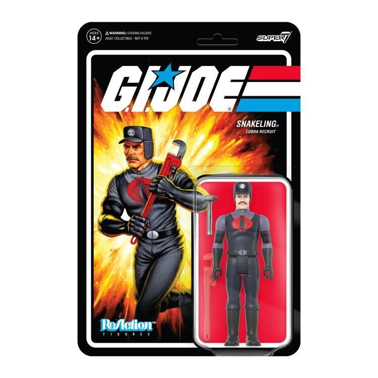 Super7 - G.I. Joe ReAction Snakeling Factory Worker with Mustache (Pink) Figure
