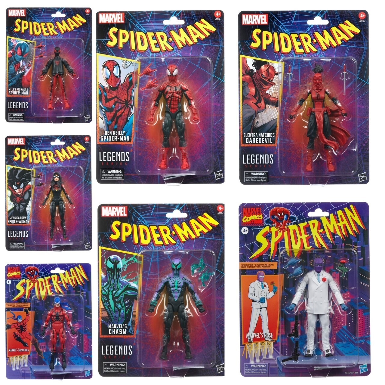 Marvel Legends 6" Spider-Man Retro Wave 3 SET OF 7 Action Figures
