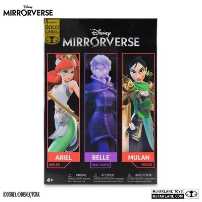 McFarlane Toys 5" Disney Mirrorverse ARIEL, BELLE (FRACTURED) AND MULAN 3-PK (GOLD LABEL)