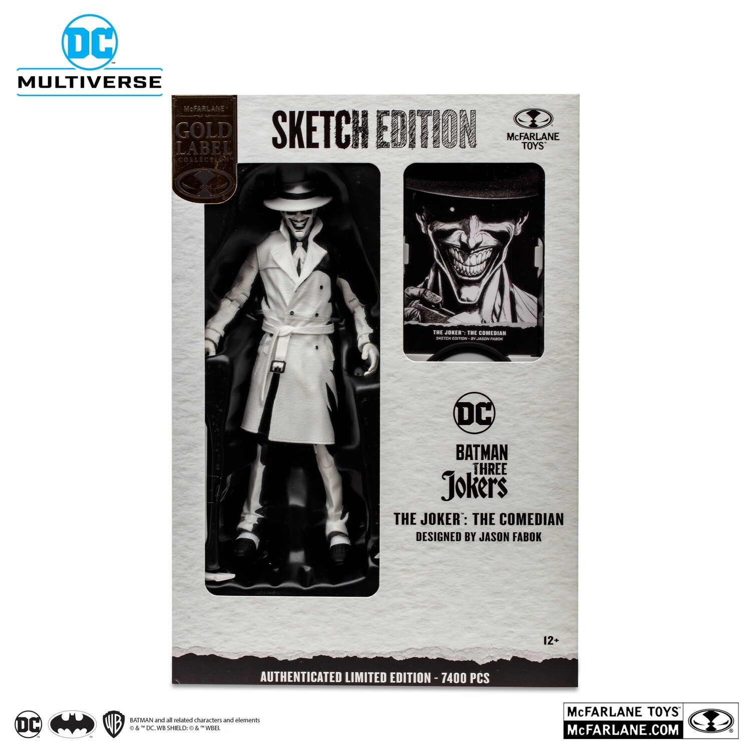 DC DIRECT COLLECTIBLES 7"  BATMAN 3 JOKERS THE COMEDIAN LINE ART VARIANT (GOLD LABEL)