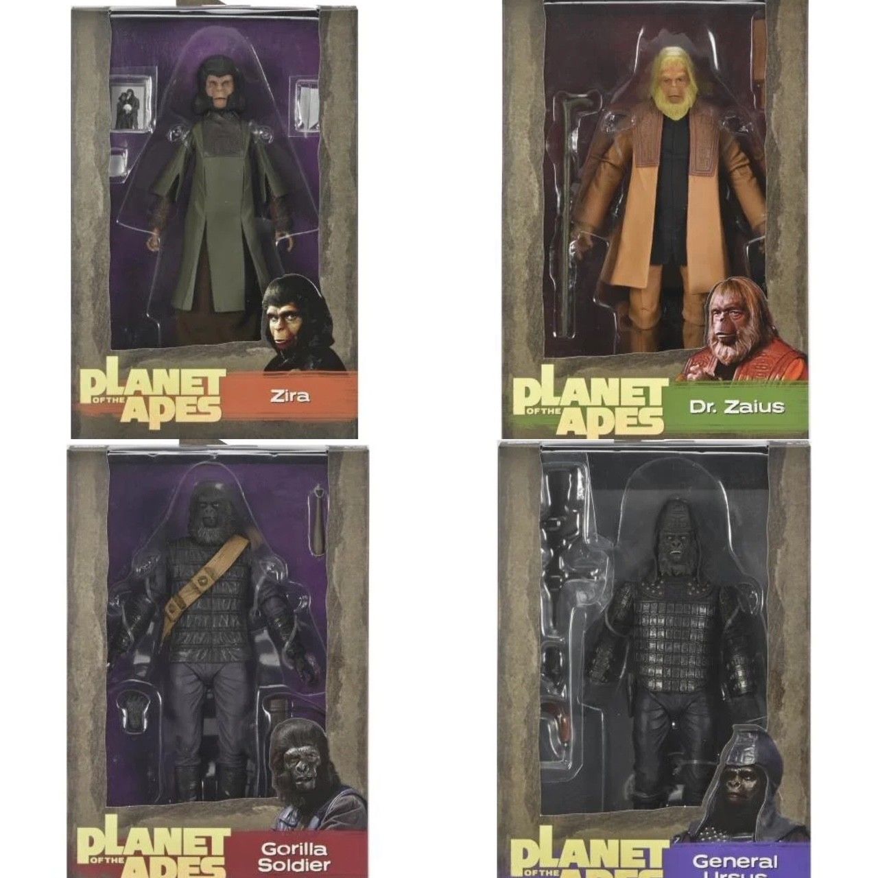 NECA 7" Scale Planet of the Apes Classic Series Set of 4 Action Figures