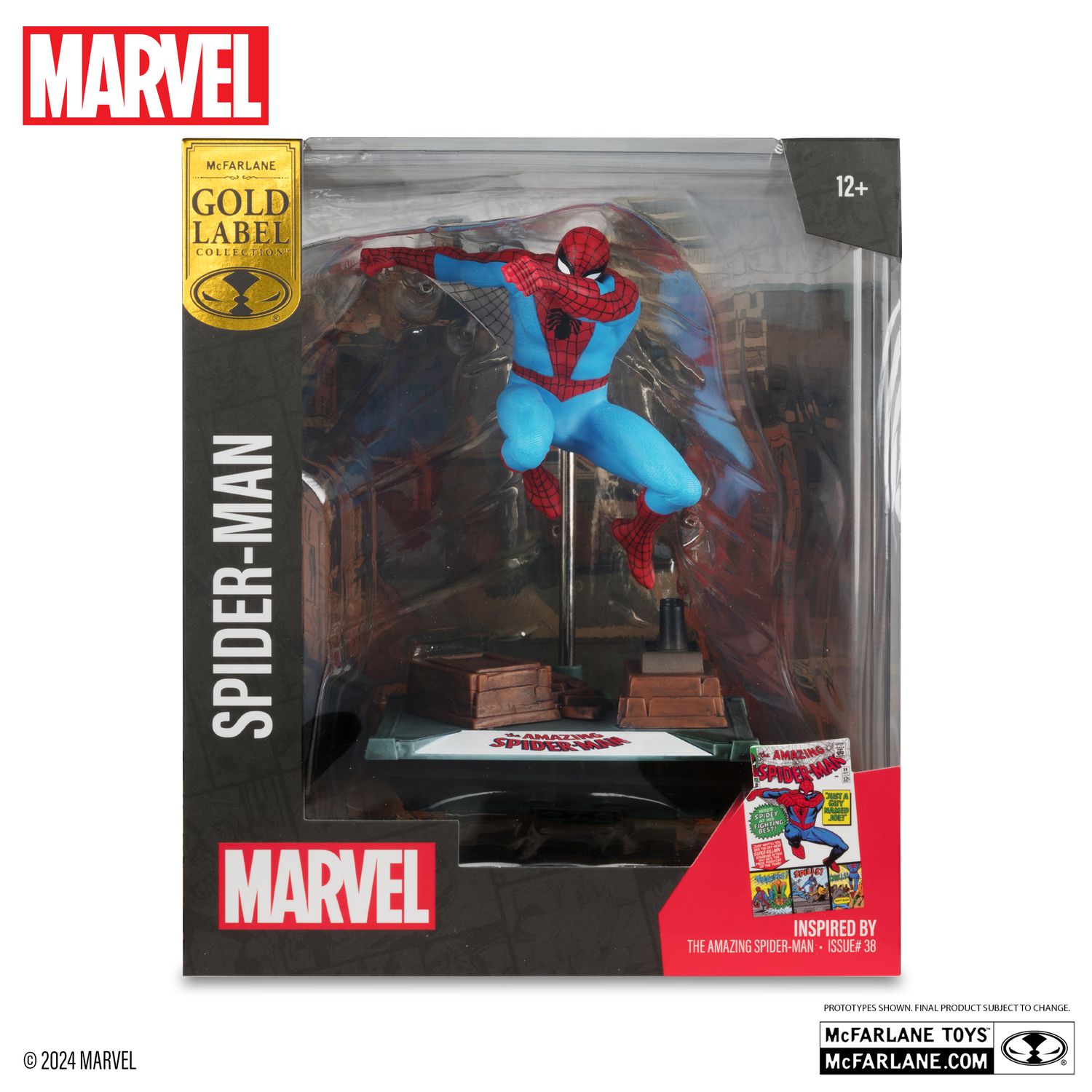McFarlane MARVEL Spider-Man 1:10th Scale Collectible with Scene (The Amazing Spider-Man #38) Gold Label