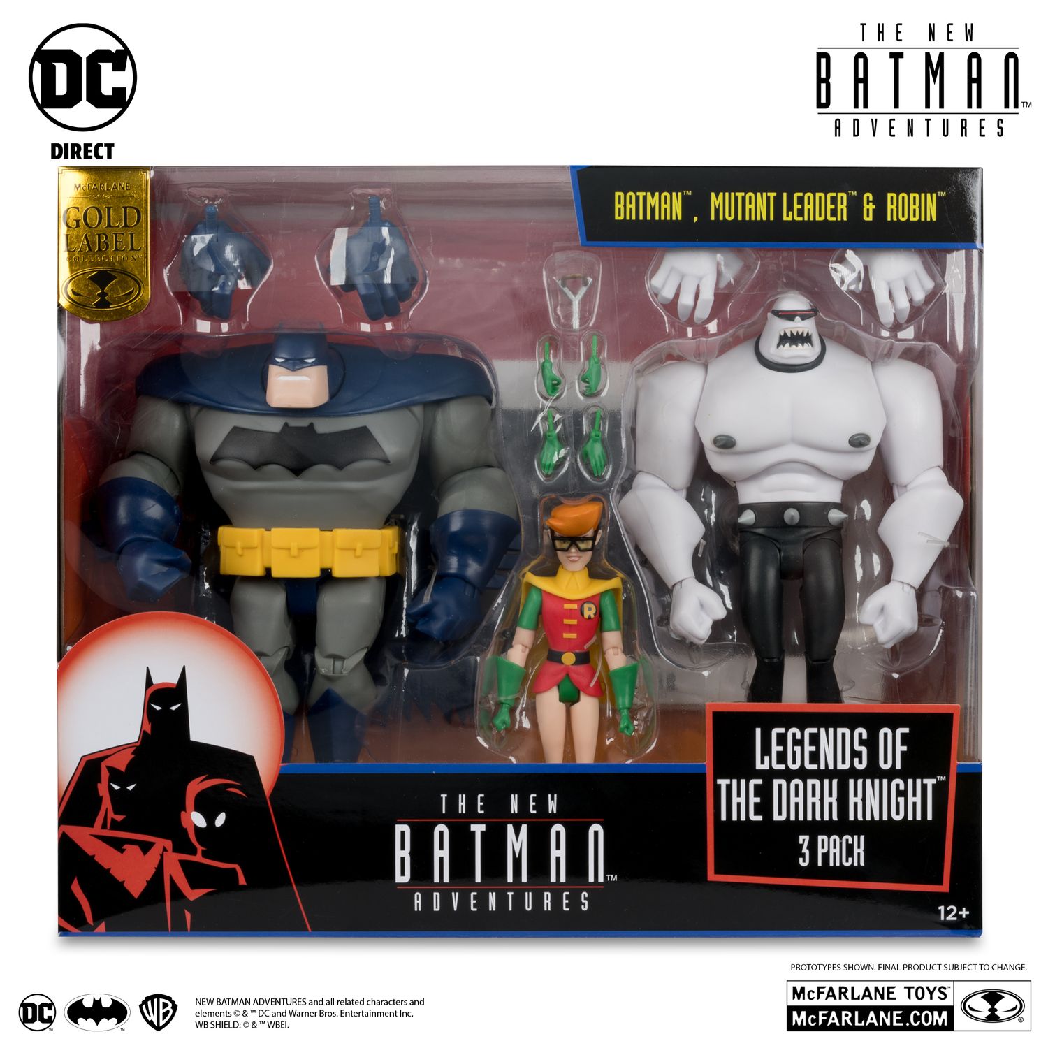 DC DIRECT COLLECTIBLES 6" BATMAN THE NEW ADVENTURES Batman Mutant Leader & Robin 3pk (Legends of The Dark Knight) Gold Label