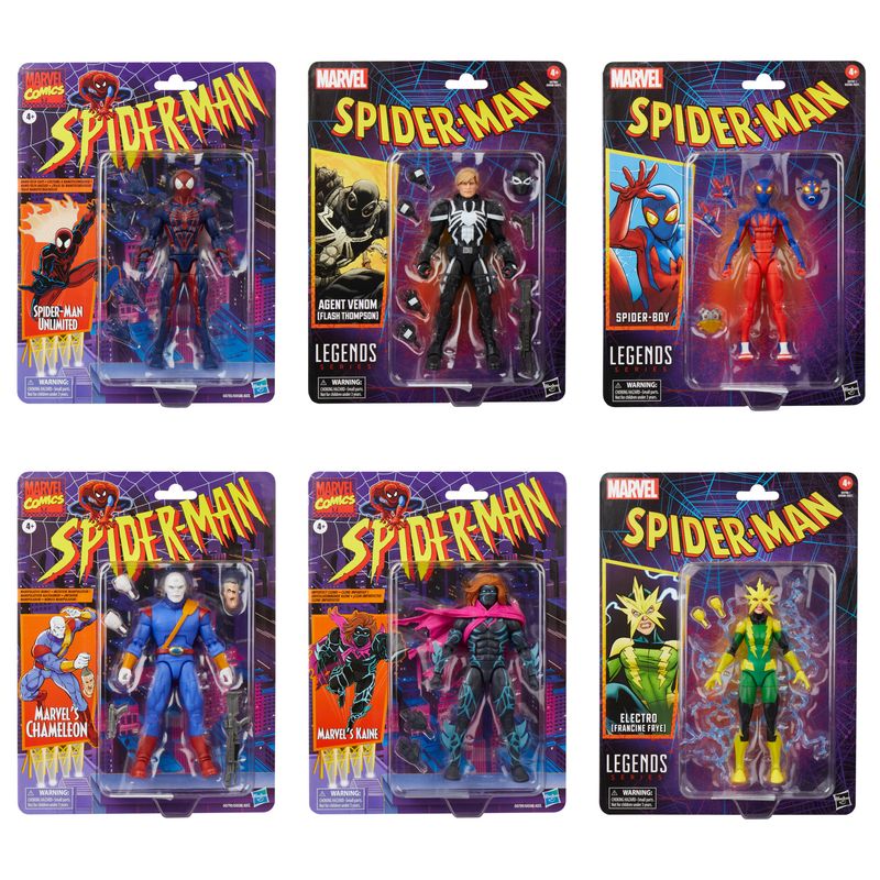 Marvel Legends 6" Spider Man Retro Wave 5 Set of 6 Action Figures