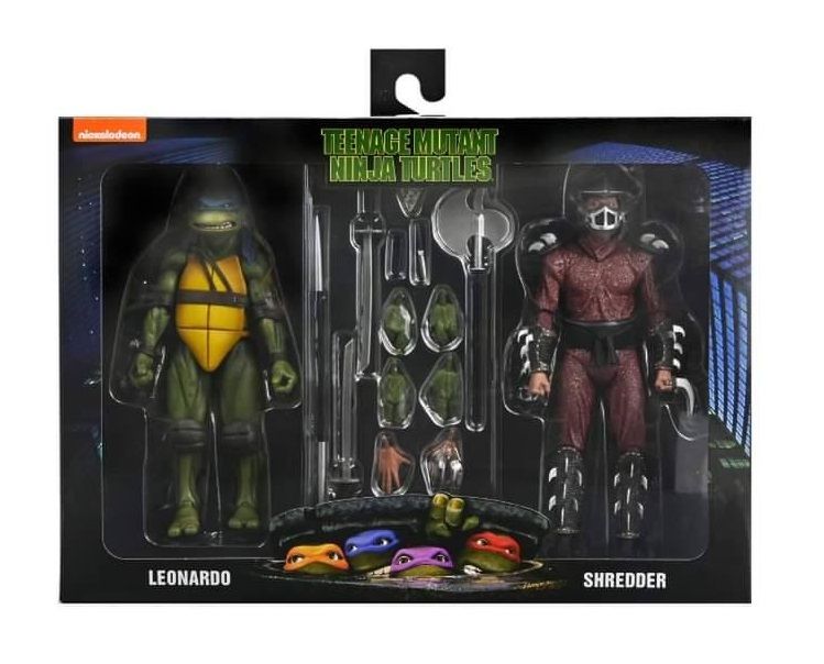 ***PRE ORDER*** NECA 7" Scale TMNT  Leonardo vs Shredder Rooftop Battle 2 Pack (Teenage Mutant Ninja Turtles Movie 1990)