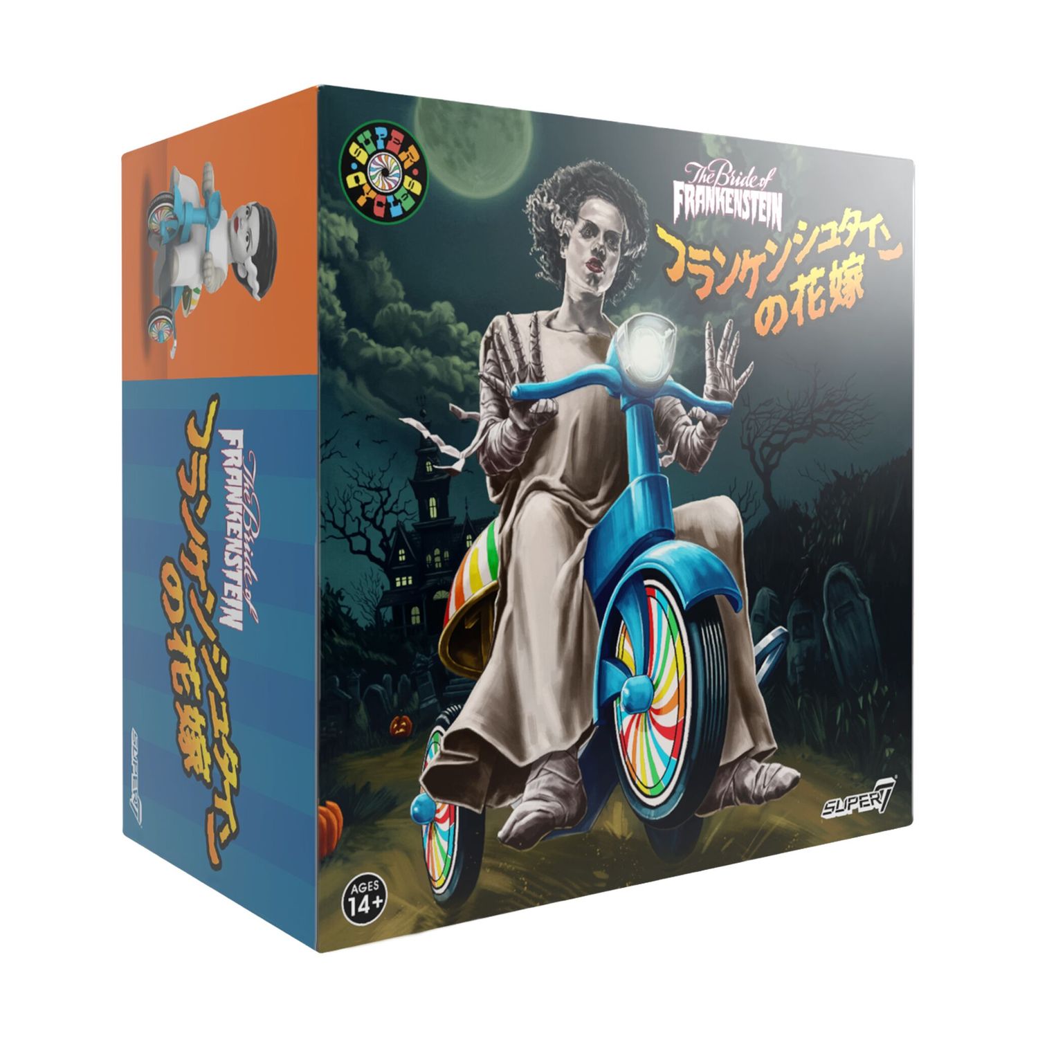 Super7 Super Cycles Universal Monsters Bride of Frankenstein (White w/ Blue Trike)