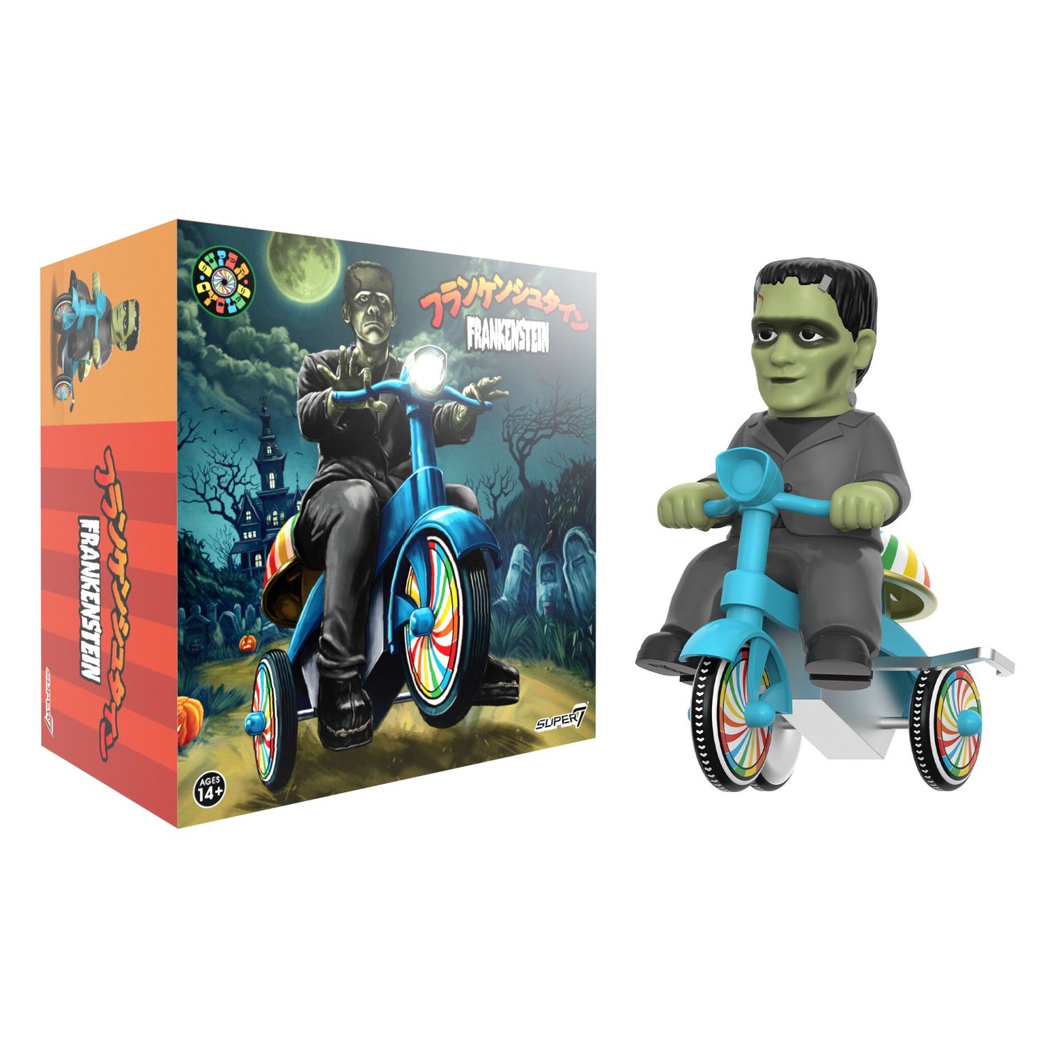 Super7 Super Cycles Universal Monsters Frankenstein (Black w/ Blue Trike)