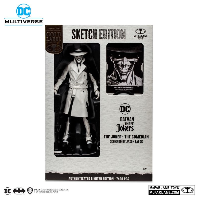 DC DIRECT COLLECTIBLES 7"  BATMAN 3 JOKERS THE COMEDIAN LINE ART VARIANT (GOLD LABEL)
