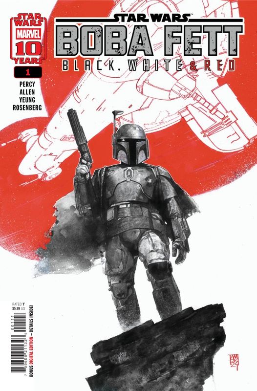 STAR WARS BOBA FETT BLACK WHITE & RED #1 MARVEL COMICS (17th September 2025)