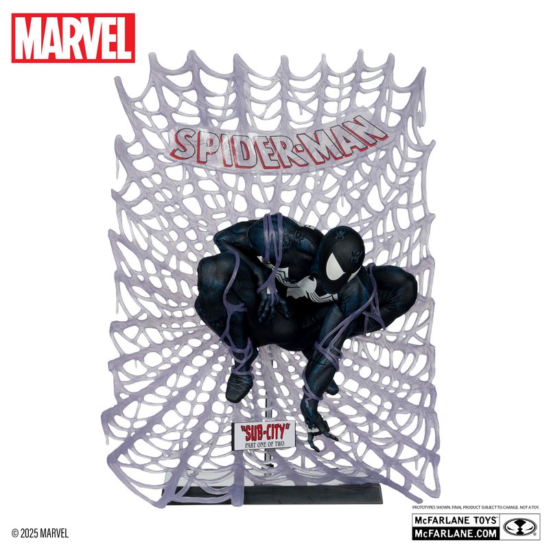 McFarlane MARVEL Black Suit Exclusive Spider-Man 1:6th Scale Collectible with Scene (Spider-Man #1)