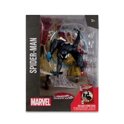 McFarlane MARVEL Spider-Man Symbiote Suit 1:6th Scale Collectible with Scene & Comic (Amazing Spider-Man #300)