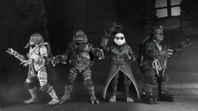 ***PRE ORDER*** NECA 7" Scale Universal Monsters x Teenage Mutant Ninja Turtles Turtles (Black & White) Action Figure 4-Pack