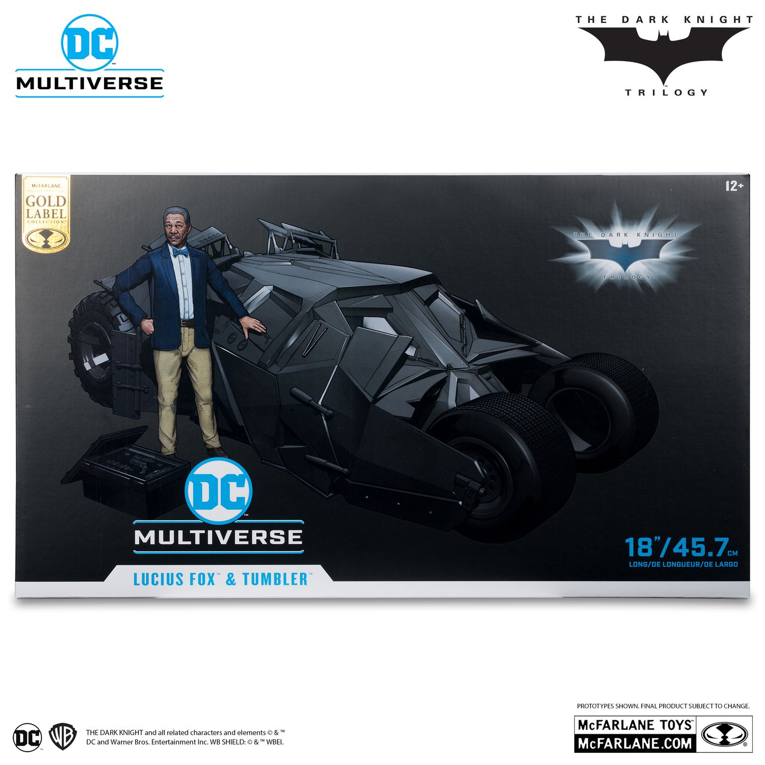 MCFARLANE TOYS DC MULTIVERSE BATMOBILE: LUCIUS FOX & TUMBLER (THE DARK KNIGHT) GOLD LABEL
