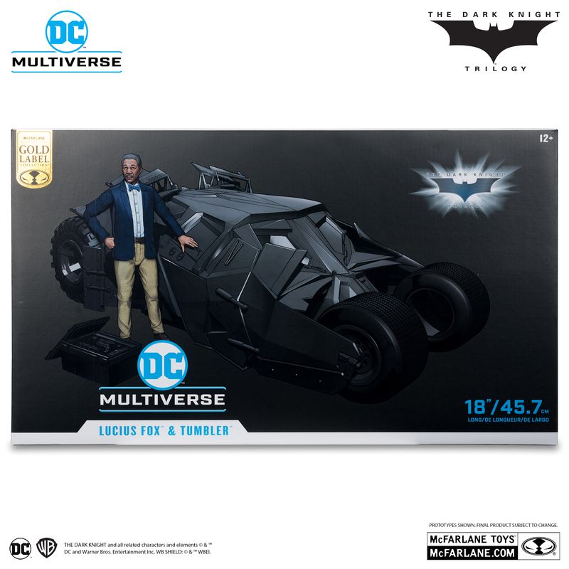 MCFARLANE TOYS DC MULTIVERSE BATMOBILE: LUCIUS FOX & TUMBLER (THE DARK KNIGHT) GOLD LABEL