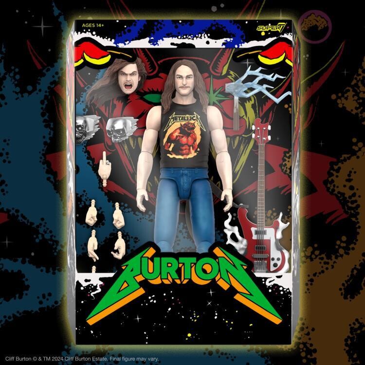 Super7 METALLICA ULTIMATES! Wave 2 Figure - Cliff Burton (SUPERHERO POSTER) 7 Super7 METALLICA ULTIMATES! Wave 2 Figure - Cliff Burton (SUPERHERO POSTER) 7" Scale Action Figure