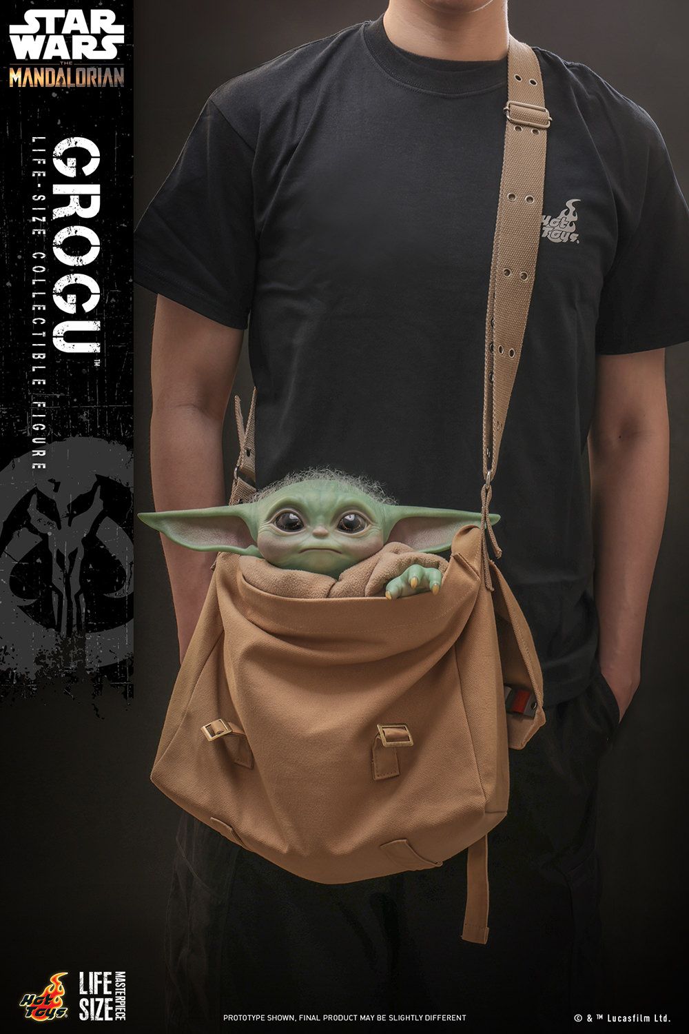 ***DAMAGED PACKAGING*** Hot Toys 1:6 Star Wars: The Mandalorian 1/1 Scale Grogu with Crossbody Bag (Life Size)