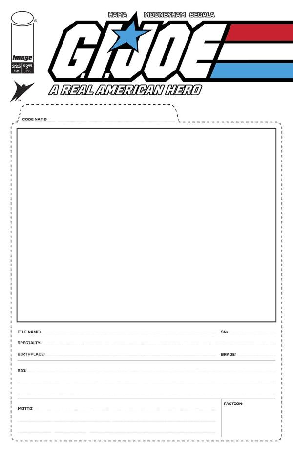 GI JOE REAL AMERICAN HERO #325 CVR F BLANK FILE CARD VAR IMAGE COMICS (11th February 2026)