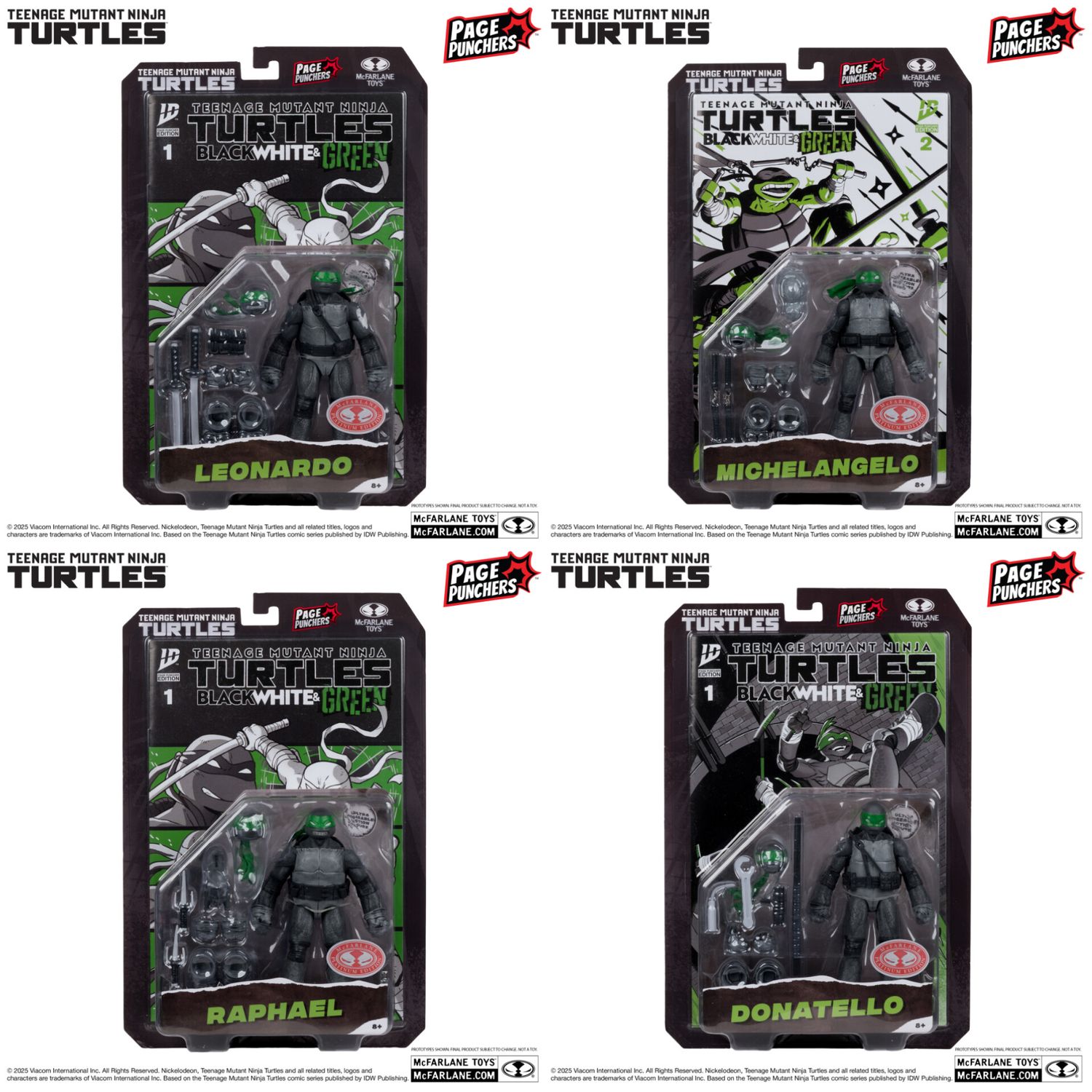 McFarlane Toys (Black, White & Green) Red Platinum Edition Teenage Mutant Ninja Turtles (Page Punchers) Wave OF 4 McFarlane Toys (Black, White & Green) Red Platinum Edition Teenage Mutant Ninja Turtles (Page Punchers) Wave OF 4