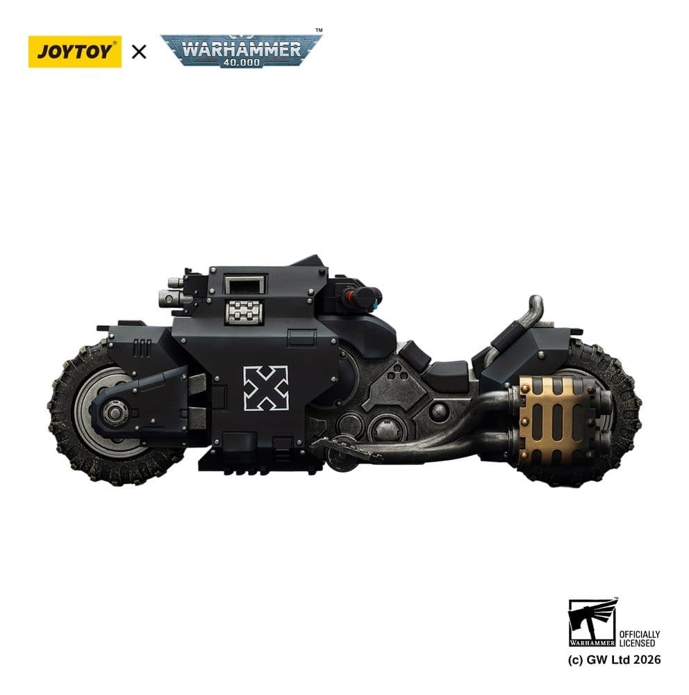 ** PRE-ORDER** Joy Toy Warhammer 40,000 Raider-pattern Combat Bike Raven Guard with twin-linked bolt rifles 22 cm