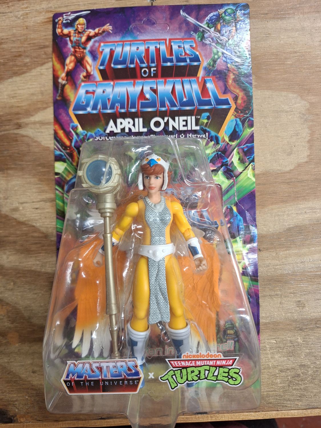 **OPENED, MISSING WHITE CHEST/ NECK GUARD **Masters of the Universe Origins Turtles of Grayskull April O'Neil Action Figure