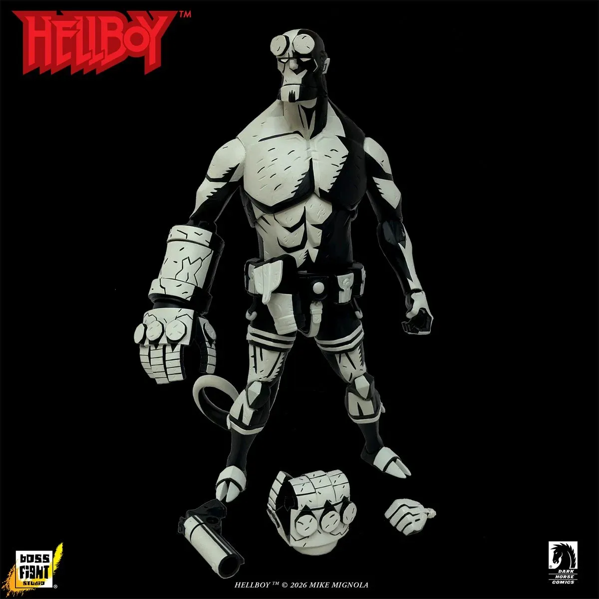 **PRE-ORDER** BOSS FIGHT STUDIO 1/12 Scale Hellboy Black and White Action Figure **PRE-ORDER** BOSS FIGHT STUDIO 1/12 Scale Hellboy Black and White Action Figure