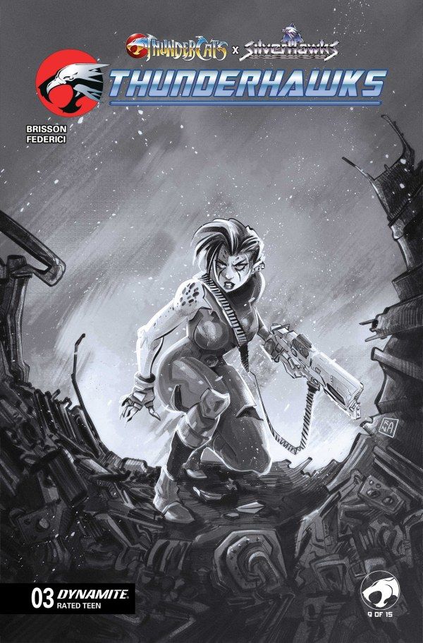 THUNDERCATS X SILVERHAWKS THUNDERHAWKS #3 CVR G 1:10 Alessandro Ranaldi Black & White Variant DYNAMITE COMICS (24th June 2026)