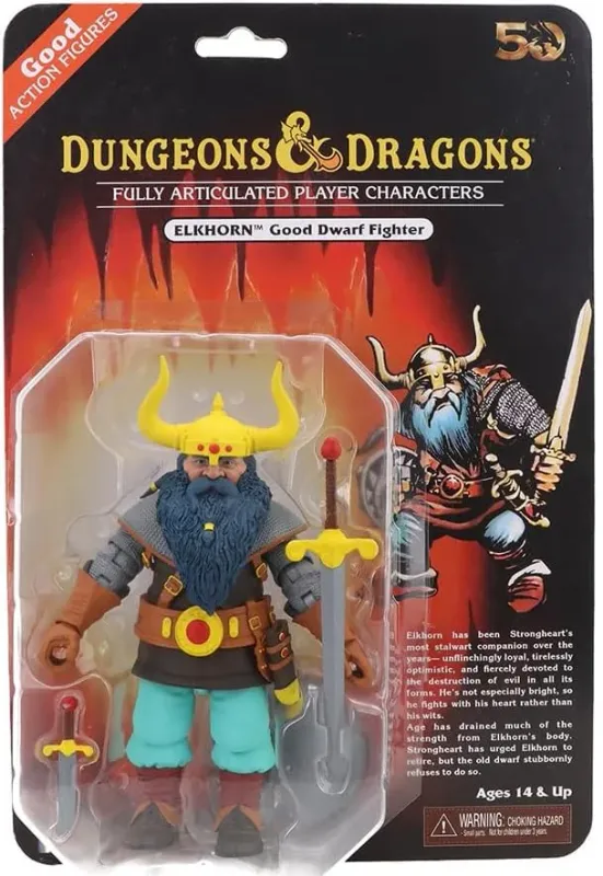 NECA 7" Scale Dungeons & Dragons 50th Anniversary Elkhorn The Good Dwarf Fighter