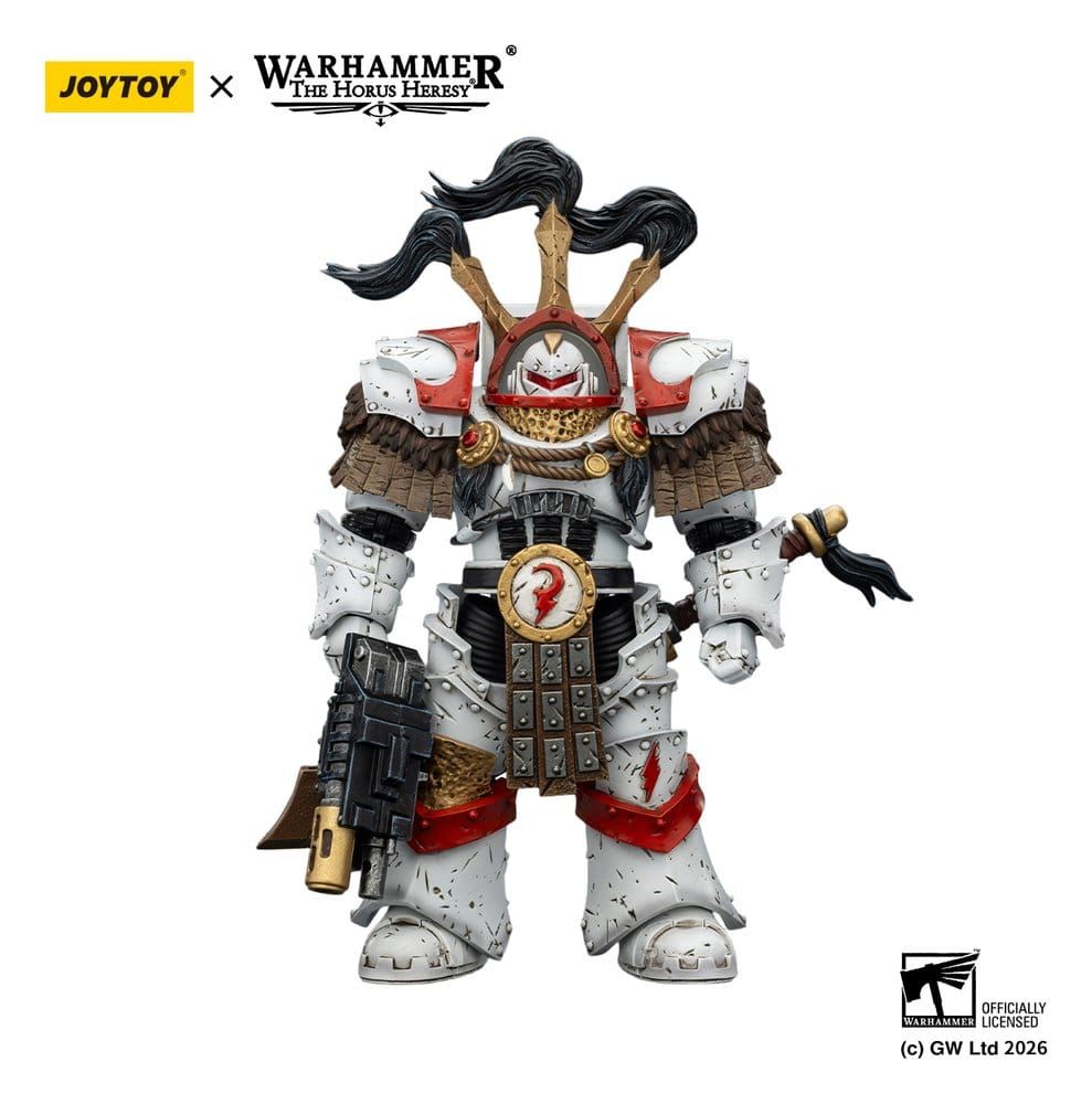 Joy Toy Warhammer 40,000 Action Figure White Scars Legion Praetor in Cataphractii Terminator Armour with Cyber Hawk Chogorian sword and combi-melta 14 cm