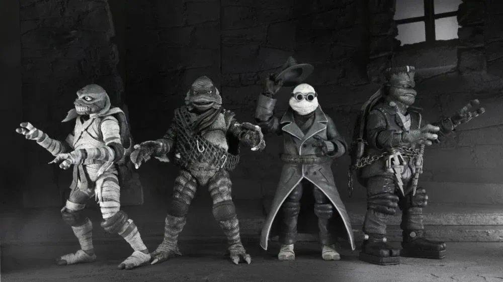 NECA 7 NECA 7" Scale Universal Monsters x Teenage Mutant Ninja Turtles Turtles (Black & White) Action Figure 4-Pack