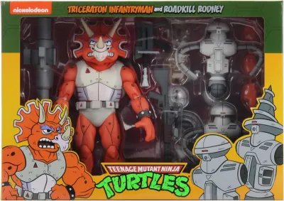 NECA Ultimate 7 NECA Ultimate 7" Scale TMNT CARTOON TRICERATON INFANTRYMAN AND ROADKILL RODNEY 2-Pack