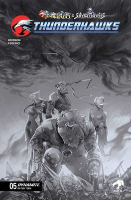THUNDERCATS X SILVERHAWKS THUNDERHAWKS #5 CVR G 1:10 Alessandro Ranaldi Black & White Variant DYNAMITE COMICS (26th August 2026) THUNDERCATS X SILVERHAWKS THUNDERHAWKS #5 CVR G 1:10 Alessandro Ranaldi Black & White Variant DYNAMITE COMICS (26th August 2026)