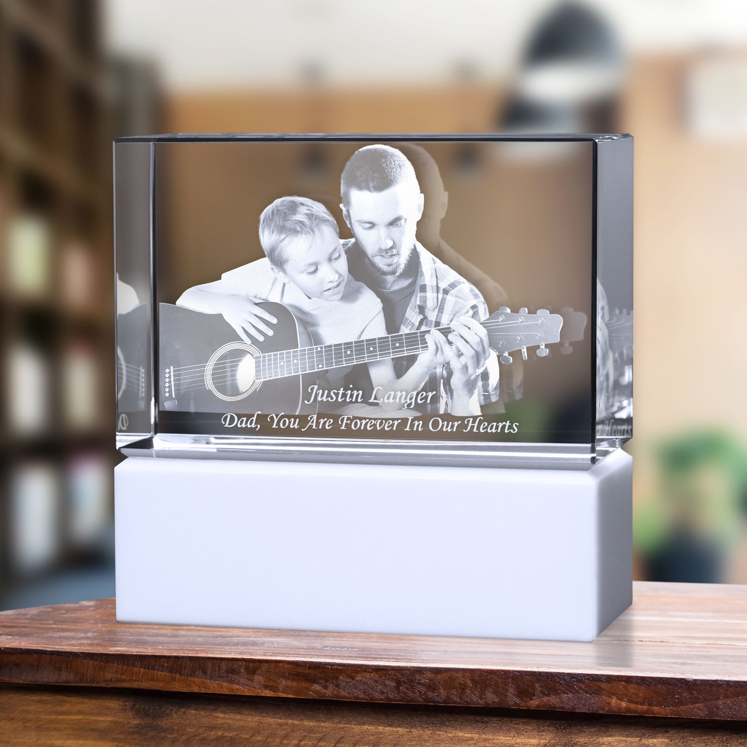 Memorial Urn White and Optical Crystal Rectangle