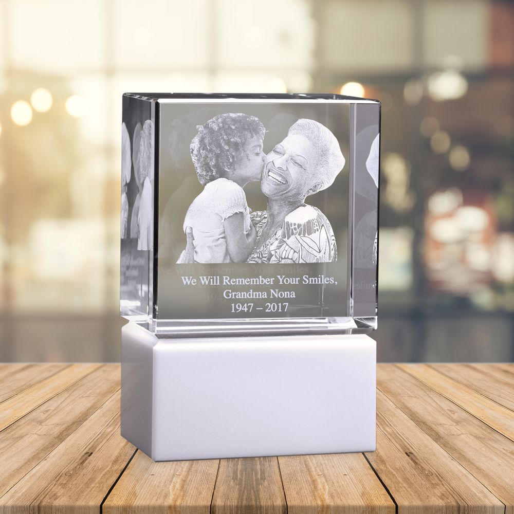 Memorial Urn White and Optical Crystal Square
