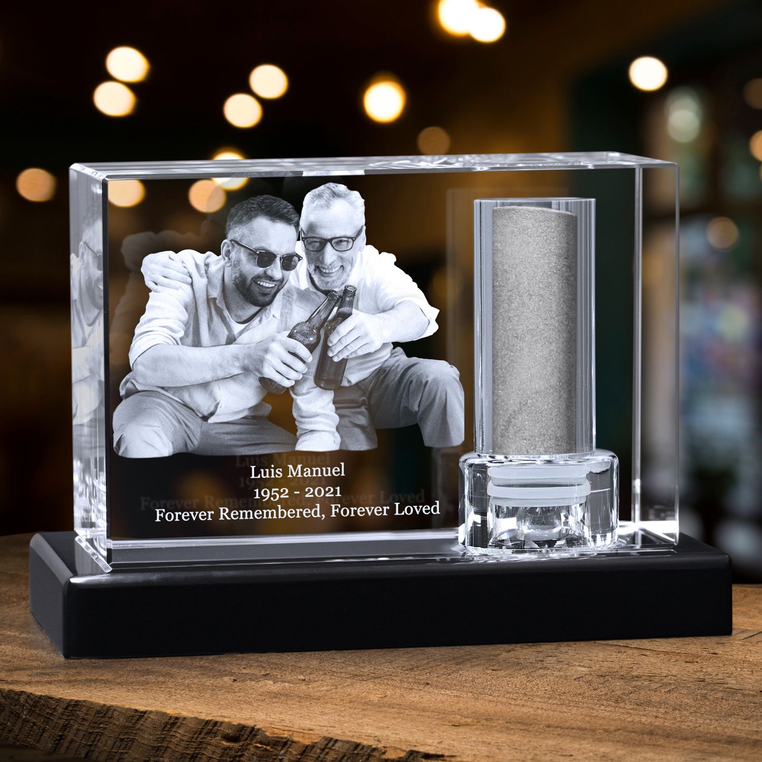 Memorial Urn on Lighted Base - Rectangle